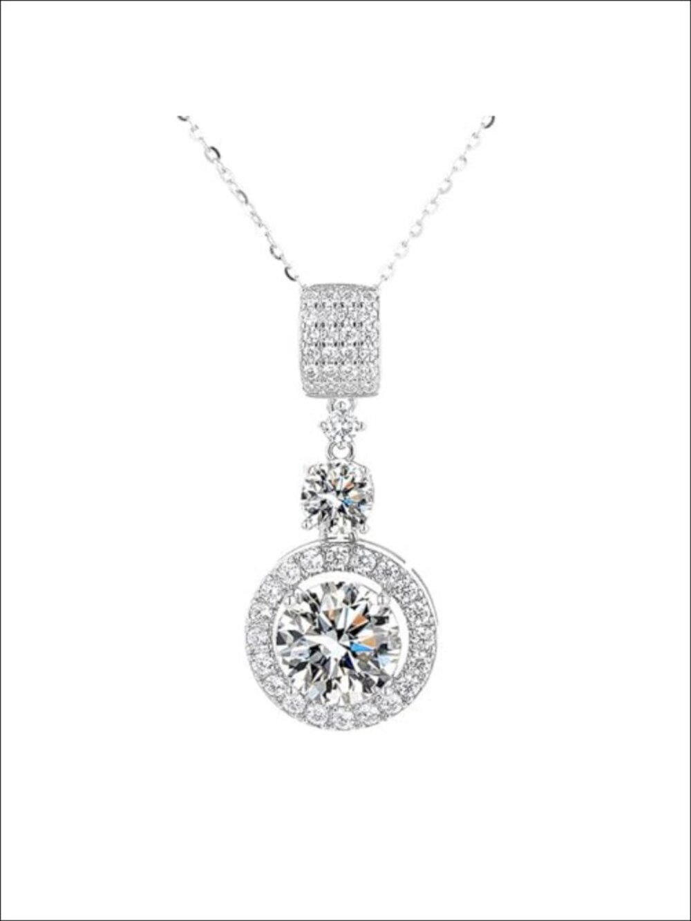14K Gold VVS1 Diamond Pendant Necklace Round 2ct 5ct Fine Jewelry